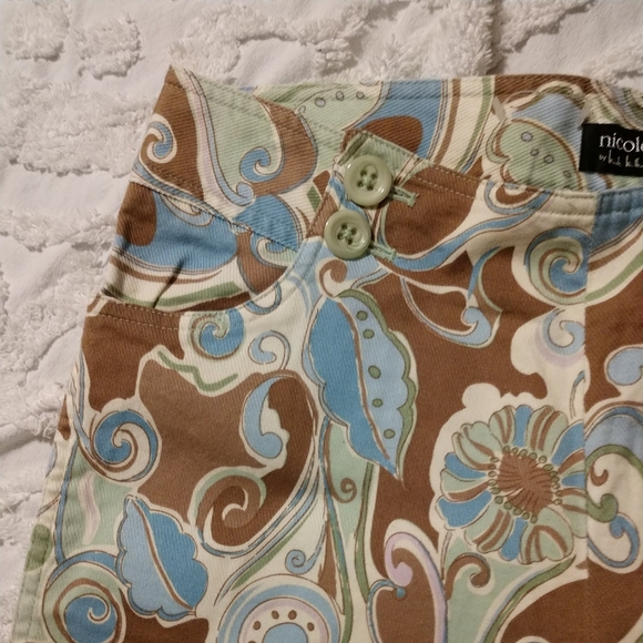 Nicole Miller Capri's Women's Paisley Design Pockets Button Front Size 10 - Picture 12 of 13